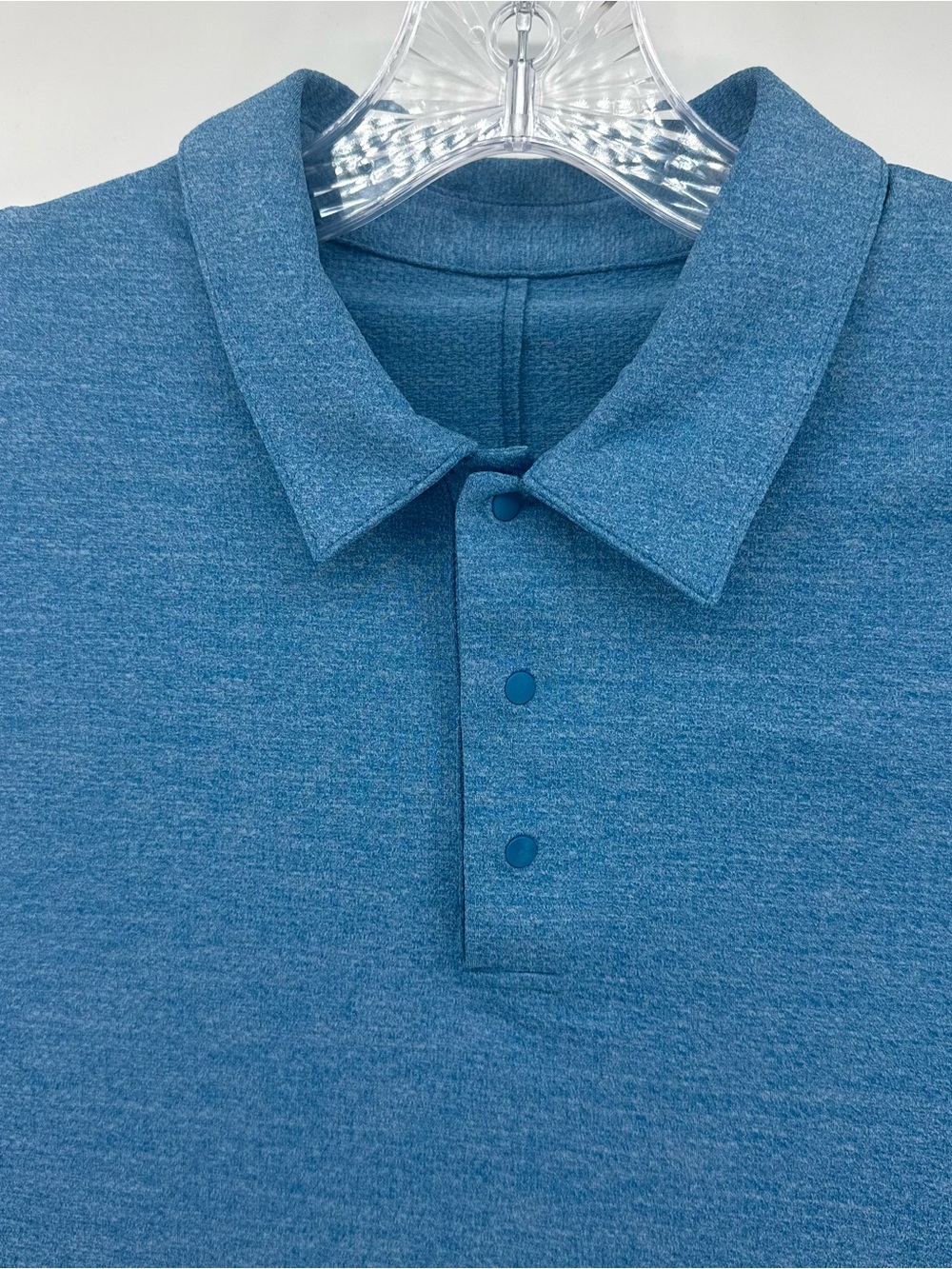 Lululemon Metal Vent Tech Polo Mens Large Blue Heathered Short Sleeve Golf Shirt